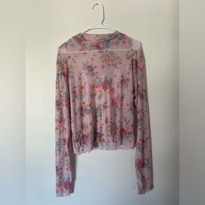 Sugar Thrillz Somebody's Angel Floral Mesh Crop Size 3X